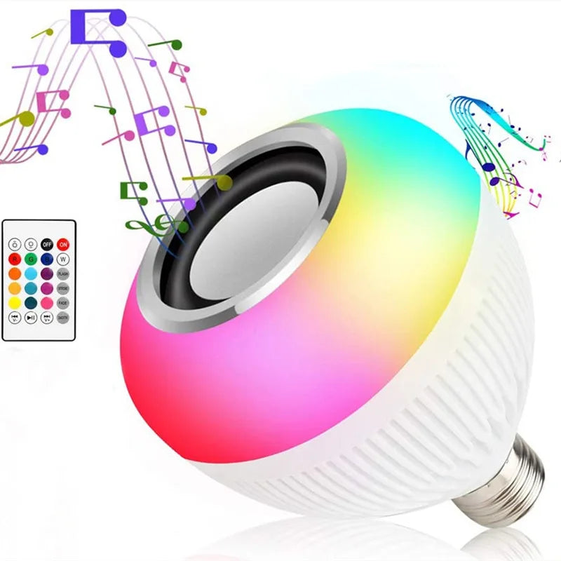 Lâmpada LED - Bluetooth com Caixa de Som e Controle Remoto 12W RGB: Luz Colorida