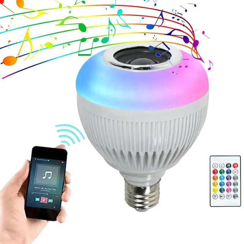 Lâmpada LED - Bluetooth com Caixa de Som e Controle Remoto 12W RGB: Luz Colorida
