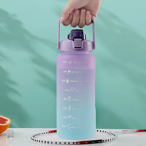 Kit c/ 03 Garrafas Squeeze Coloridas (2 litros + 900 ml + 300 ml) - Frases Motivadoras