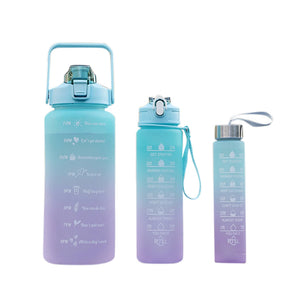 Kit c/ 03 Garrafas Squeeze Coloridas (2 litros + 900 ml + 300 ml) - Frases Motivadoras
