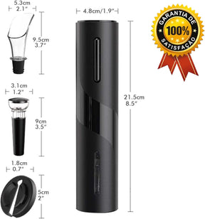 Kit Abridor de Vinho Automático c/ Saca Rolhas, Cortador, Tampa a Vácuo, Bico Corta Gotas