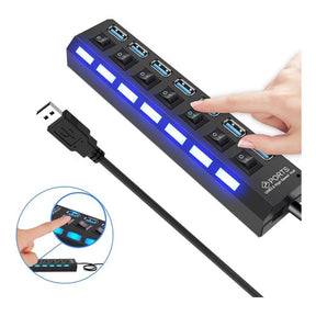 Hub USB com 4/7 Entradas USB 2.0 de Alta Velocidade com Botão Liga Desliga