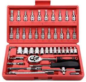 Kit com 46 Peças de Ferramentas Multiuso Soquetes com Maleta