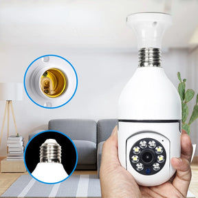 Câmera wifi ip sem fio giratória 360 com encaixe lampada bocal rosca yoosee/V380 ptz full HD visão noturna segurançaull HD visão noturna segurança