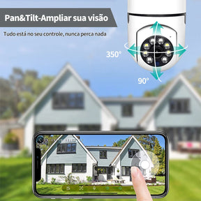 Câmera wifi ip sem fio giratória 360 com encaixe lampada bocal rosca yoosee/V380 ptz full HD visão noturna segurançaull HD visão noturna segurança