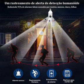Câmera wifi ip sem fio giratória 360 com encaixe lampada bocal rosca yoosee/V380 ptz full HD visão noturna segurançaull HD visão noturna segurança