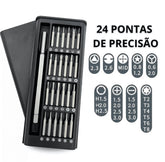 Estojo com 24 Chaves Precisão (Tipos de Pontas - Fenda, Philips, Torx, Allen, Y).
